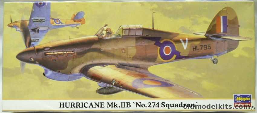 Hasegawa 1/72 Hurricane Mk.IIB No. 274 Squadron, 00275 plastic model kit