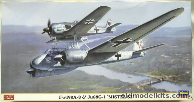 Hasegawa 1/72 Mistel S2 FW-190 A-8 And Ju-88 G-1 - With Aries Mistel 2 Version 2 Conversion Set - (Fw190A-8  Ju88G-1), 01975 plastic model kit
