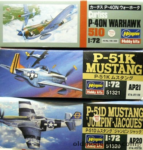 Hasegawa 1/72 P-40N Warhawk / P-51K Mustang / P-51D Mustang Jumpin Jacques, 510 plastic model kit