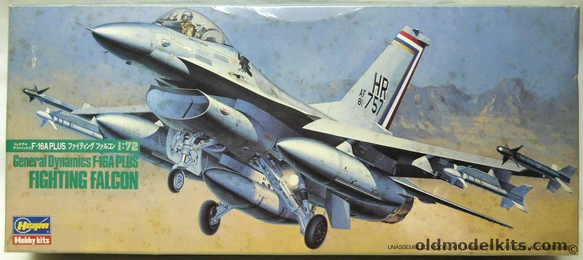Hasegawa 1/72 General Dynamics F-16A Plus Fighting Falcon - USAF 50th TFW Hahn Airbase West Germany 'Gun Smoke' 1983 / 8th TFW 'Wolf Pack' Kunsan AFB Korea / Royal Netherland Air Force 311 Sq Volkel AFB Holland, 601 plastic model kit