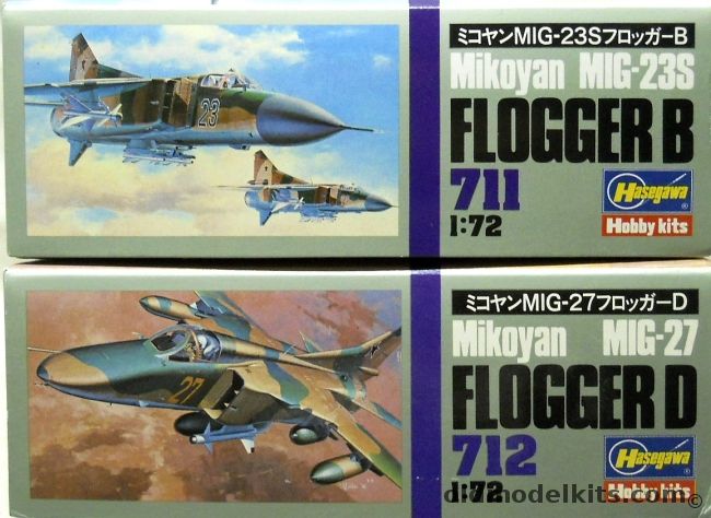 Hasegawa 1/72 Mikoyan Mig-23S Flogger B And Mig-27 Flogger D, 711 plastic model kit