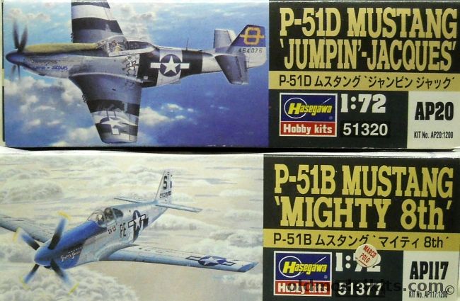 Hasegawa 1/72 P-51D Mustang Jumpin Jacques / P-51D Mustang Mighty 8th, AP20 plastic model kit