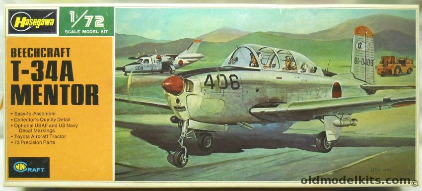 Hasegawa 1/72 Beechcraft T-34A Mentor with Tractor - USAF /  US Navy / JSDF, JS-088 plastic model kit