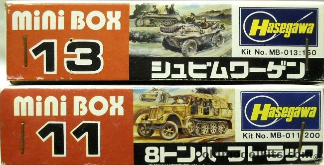 Hasegawa 1/72 TWO Schwimmwagen And Kettendrad And THREE 8 Ton Half Track, MB-013-150 plastic model kit