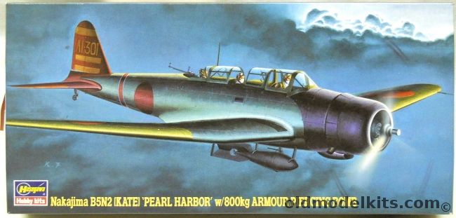Hasegawa 1/72 Nakajima B5N2 Kate Pearl Harbor With 800kg Armour Piercing Bomb - Akagi Commander Fuchida / Hiryu, AT106 plastic model kit