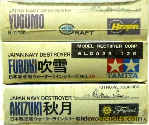 Hasegawa 1/700 IJN Destroyers Yugumo Fubuki And Akizuki, B-7-100 plastic model kit