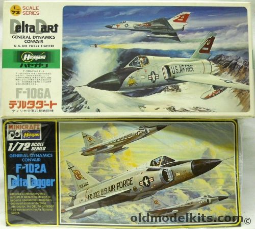 Hasegawa 1/72 F-106A Delta Dart  Boxed And Convair F-102A Delta Dagger Bagged, C3 plastic model kit