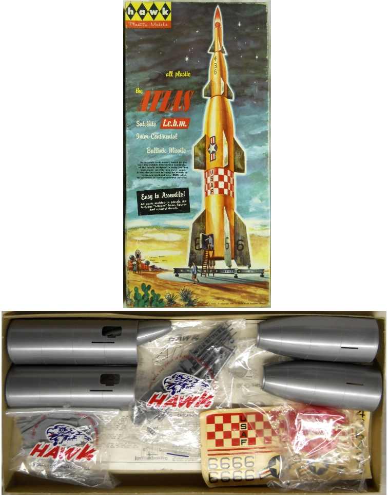 Hawk Atlas Satellite InterContinental Ballistic Missile ICBM, 200 plastic model kit