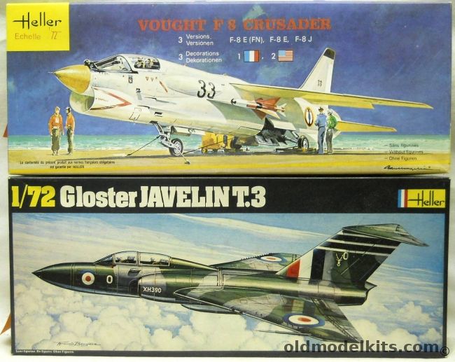 Heller 1/72 TWO Vought F-8 Crusader - F-8E / F-8E (FN) / F8J  / TWO Gloser Javelin T.3, 259 plastic model kit
