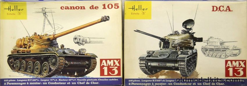 Heller 1/35 AMX 13 Canon de 105 And 783 AMX 13 DCA, 781 plastic model kit