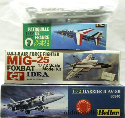 Heller 1/72 Harrier II AV-8B / Fujimi Alpha Jet E Patrouille De France / Novo Sea Vixen (ex Frog) Bagged / Idea Mig-25 Foxbat, 80340 plastic model kit