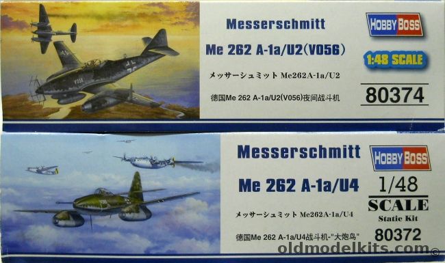 Hobby Boss 1/48 Messerschmitt Me-262 A-1a/U2 V056 And Messerschmitt Me-262 A-1a/U4 - (Me-262), 80374 plastic model kit