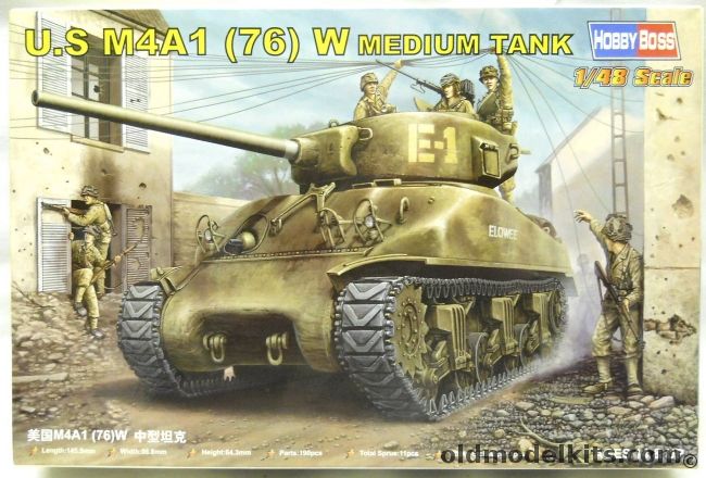 Hobby Boss 1/48 US M4A1 (76)W Sherman Medium Tank - (M4), 84801 plastic model kit