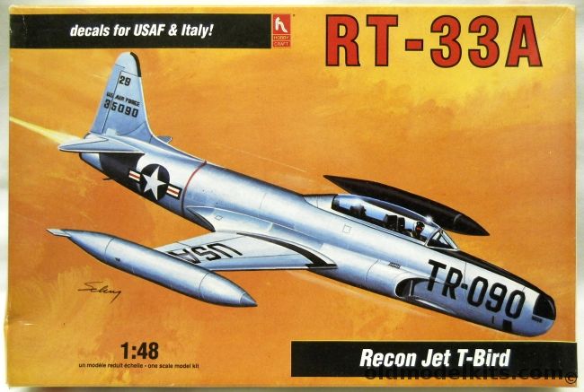 Hobby Craft 1/48 Lockheed RT-33A Recon Thunderbird - USAF Or Italian Air Force, HC1596 plastic model kit