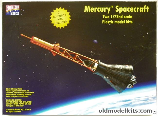 Horizon 1/72 Mercury Spacecraft - TWO Kits, 2003 plastic model kit