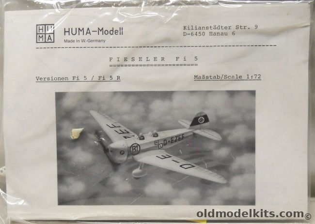 Huma Model 1/72 Fiesseler Fi-5 / Fi-5R - Civil Light Aircraft Bagged, HM0017 plastic model kit