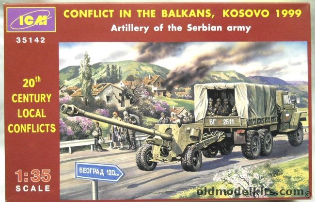 ICM 1/35 Conflict In the Balkans Kosovo 1999 - Ural 4320 Truck BS-3 Field Gun, 35142 plastic model kit