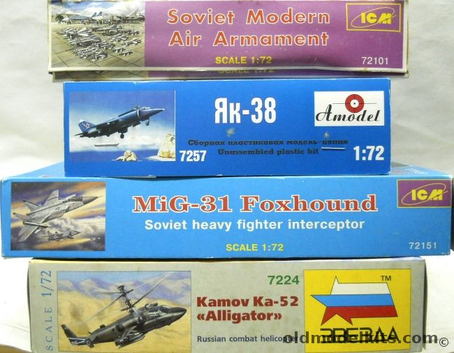 ICM 1/72 TWO Soviet Modern Air Armament / Amodel Yak-38 / ICM Mig-31 Foxhound / Zvezda Kamov Ka-52 Alligator, 72101 plastic model kit
