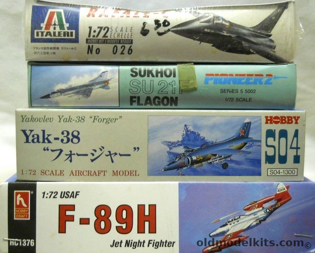 Italeri 1/72 Rafale C / Pioneer 2 Sukhoi Su-21 Flagon / Hobby Yak-38 / Hobby Craft F-89H, 062 plastic model kit