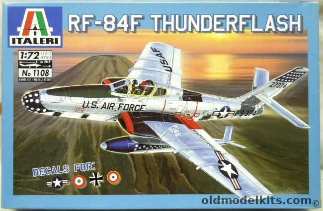 Italeri 1/72 RF-84F Thunderflash - USAF Misawa Japan 1956 / Italian Air Force 1960 / French 1966 / Luftwaffe 1958, 1108 plastic model kit