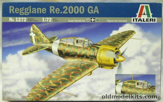 Italeri 1/72 TWO Reggiane Re-2000 GA - Italy 377a Squadriglia Caccia Autonoma (two different aircraft) / 74a Squad. 3 Stormo 12 Gruppo / Hungary (two different aircraft) / Sweden 2a Division Flygflottilj F10, 1272 plastic model kit