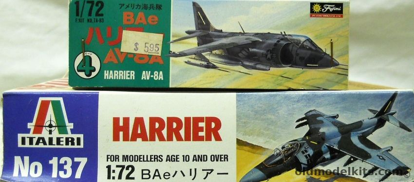 Italeri 1/72 THREE AV-8B Super Harrier / TWO Fujimi BAe AV-8A Harrier, 137 plastic model kit