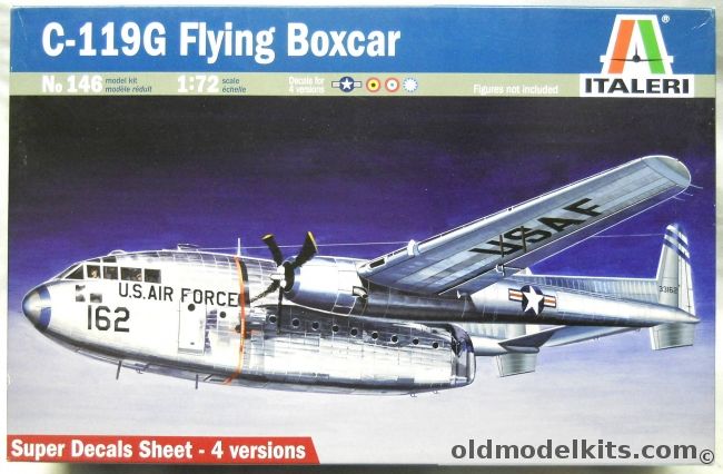 Italeri 1/72 Fairchild C-119G Flying Box Car - USAF / Belgian / French / Italian / Taiwan Air Force, 146 plastic model kit