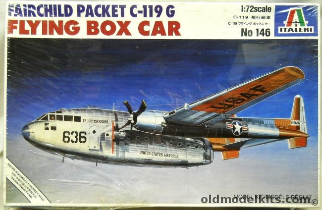 Italeri 1/72 Fairchild C-119G Flying Box Car Packet - USAF / Belgian / French / Italian / Taiwan Air Forces, 146 plastic model kit