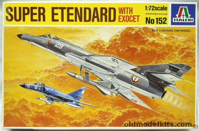 Italeri 1/72 TWO Super Etendard With Exocet - Argentina No. 2 Squadron 1982 Falkland Islands War / French Flotille 14F Aeronavale 1984, 152 plastic model kit