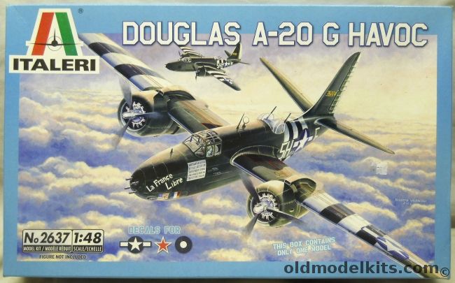 Italeri 1/48 Douglas A-20G Havoc - USAF 66th BS 416 BG France Autumn 1944 / 89th BS 3rd BG New Guinea May 1944 / Soviet Air Force / RAAF Australia 22nd Sq Morotai November 1944, 2637 plastic model kit