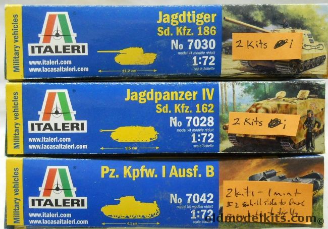 Italeri 1/72 TWO Jagdtiger Sd.Kfz. 186 / TWO Jagdpanzer IV Sd.Kfz. 162 / TWO Pz.Kpfw. I Ausf.B, 7030 plastic model kit