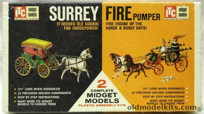 ITC Surrey Wagon and Horse and Fire Pumper With Horses, 37507-50 plastic model kit
