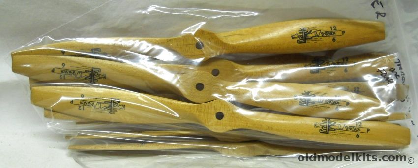 J Zinger Products THREE 11-4 And FOUR 12 P (Pusher) And ONE 12-6-10 Wood Propellers NOS - JZ - Bagged plastic model kit