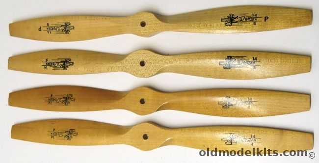 J Zinger Products TWO 14-4 And ONE 14-5 And ONE 14-8P (Pusher) Wood Propellers NOS - JZ - Bagged plastic model kit