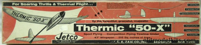 Jetco Thermic 50-X Glider - 47 Inch Wingspan Contest RC and Sport Towline Glider, G-3 plastic model kit