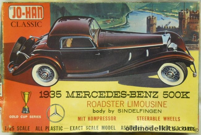 Jo-Han 1/25 1935 Mercedes Benz 500K Roadster Limousine Sindelfingen Body, GC1135 plastic model kit