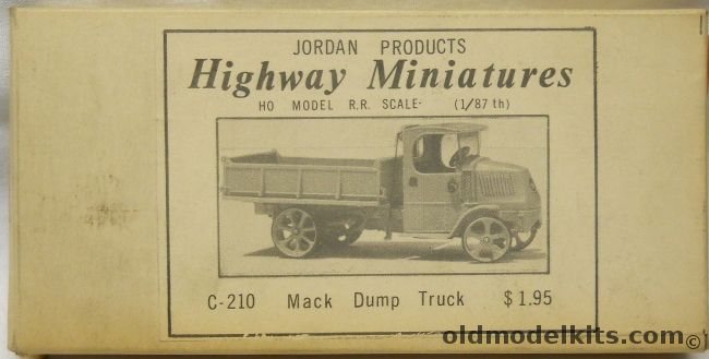 Jordan Products 1/87 1923 Mack Dump Truck - HO Scale, C-210 plastic model kit