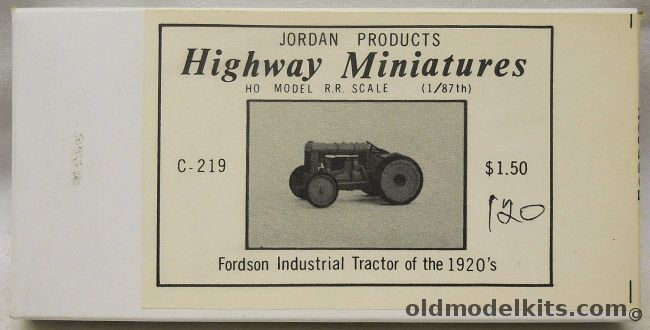 Jordan Products 1/87 Fordson Industrial Tractor - HO Scale, C-219 plastic model kit