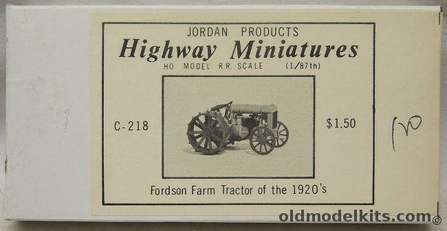 Jordan Products 1/87 Fordson Farm Tractor Of The 1920s - HO Scale, C-218 plastic model kit