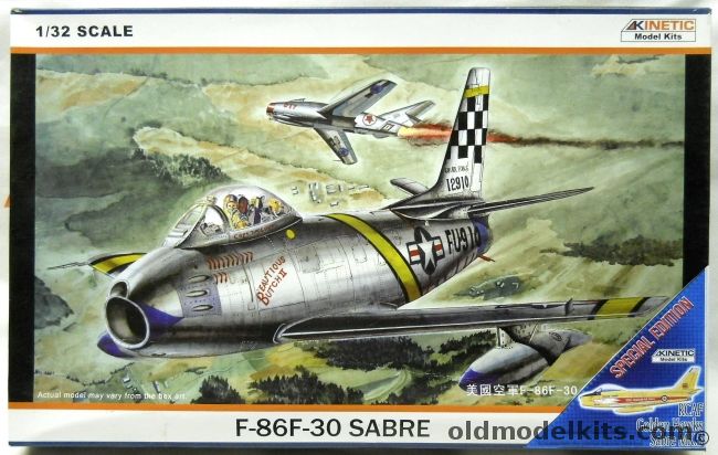 Kinetic 1/32 F-86F-30 Sabre Special Edition RCAF Golden Hawks - Plus Leading Edge Golden Hawk Decal Set - (F-86), K3201 plastic model kit