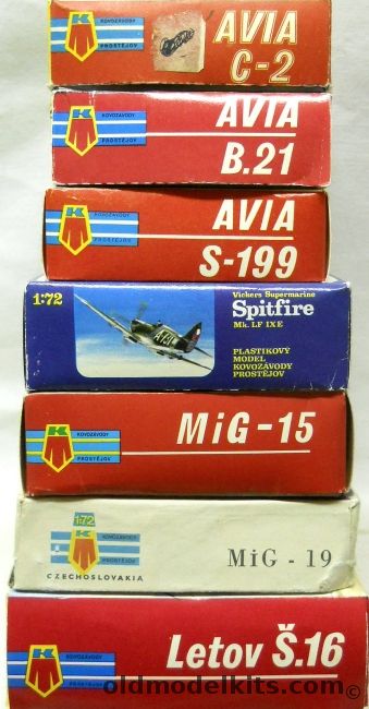 KP 1/72 Avia C-2 / Avia B-21 / Avia S-199 / Spitfire Mk. Lf IXE / Mig-15 / Mig-19 / Letov S-16 plastic model kit