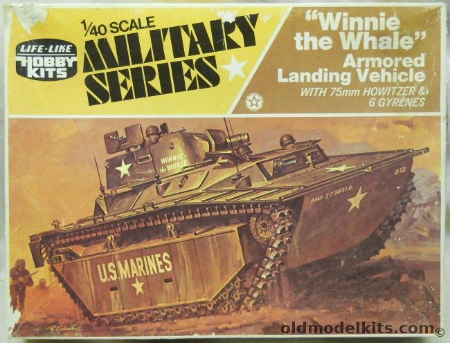 Life-Like 1/40 Winnie the Whale Armored Landing Vehicle - With 75mm Howitzer (ex-Adams), 09658 plastic model kit