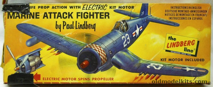 Lindberg 1/48 F4U Corsair Marine Attack Fighter - Motorized Cellovision Issue, 301M-100 plastic model kit