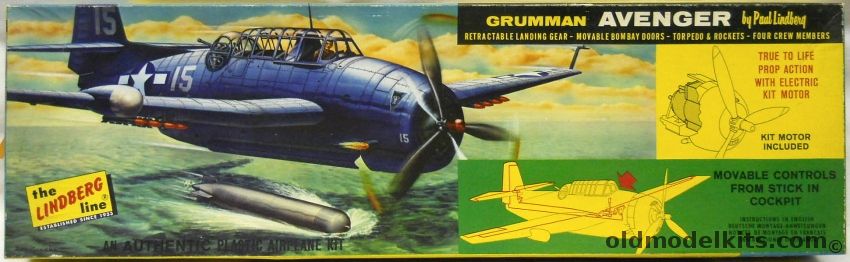 Lindberg 1/48 Grumman TBF Avenger - With Movable Control Surfaces from the Cockpit and Motorized Prop, 527M-198 plastic model kit