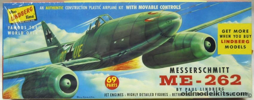 Lindberg 1/48 Messerschmitt Me-262, 538-98 plastic model kit