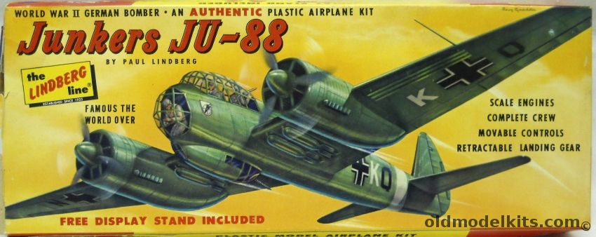 Lindberg 1/64 Junkers JU-88 Cellovision Issue, 545-98 plastic model kit
