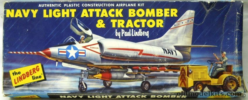 Lindberg 1/48 A-4 Skyhawk Navy Light Attack Bomber and Tractor - Cellovision Issue, 555-98 plastic model kit