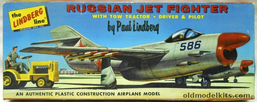 Lindberg 1/48 Russian Jet Fighter Mig-19 With Tow Tractor - Cellovision Issue, 561-98 plastic model kit