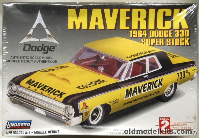 Lindberg 1/25 Maverick 1964 Dodge 330 Super Stock, 72174 plastic model kit
