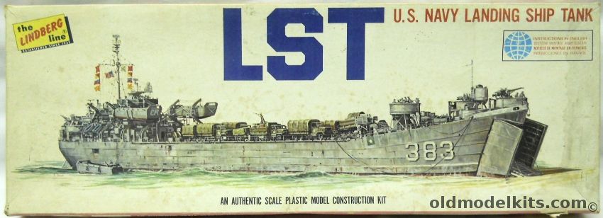 Lindberg 1/245 LST Landing Ship Tank - With LCVPs - LST 383, 7318 plastic model kit